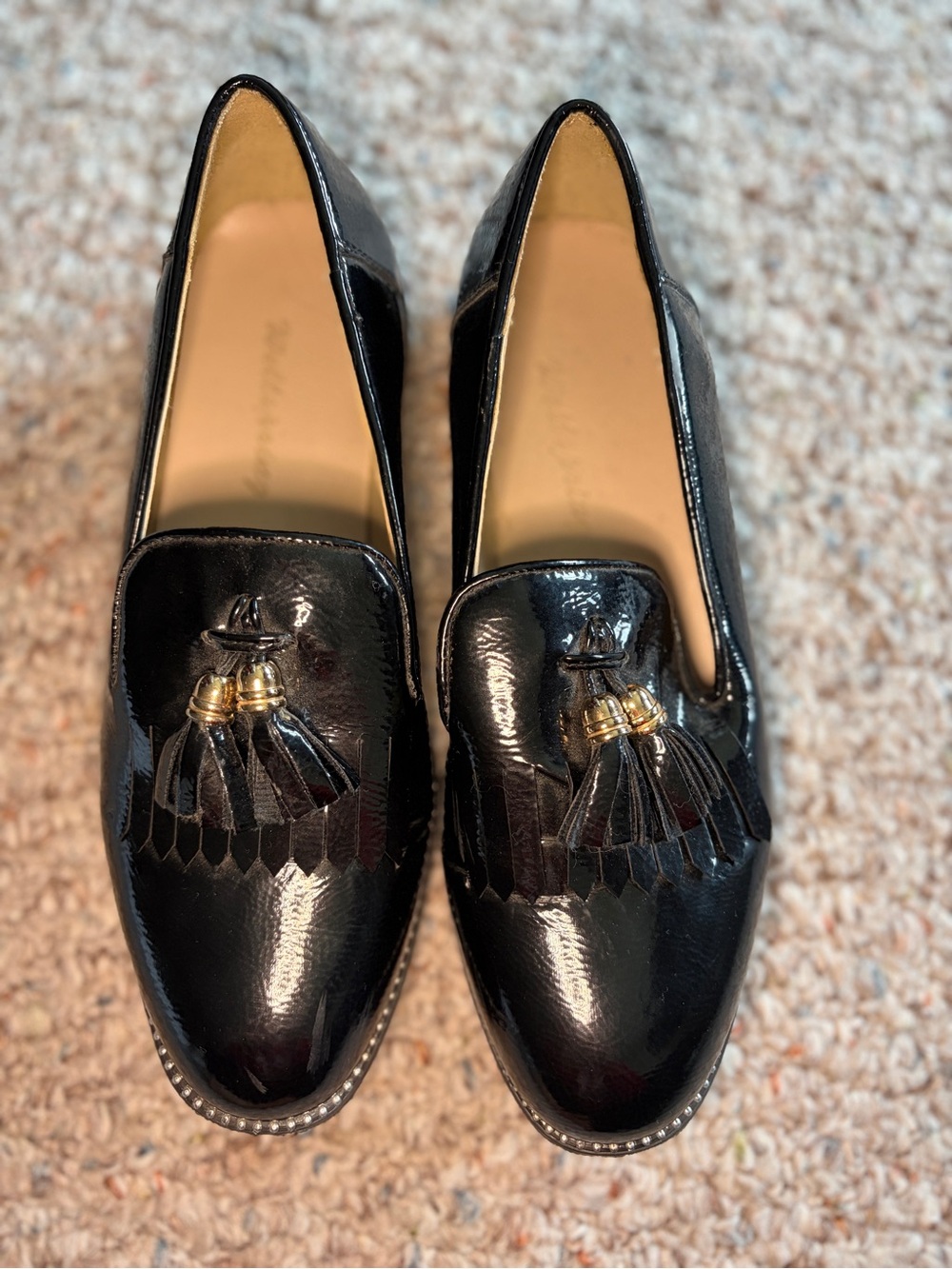Black faux leather penny loafer flats Italian wellspring women’s size 36 5.5-6